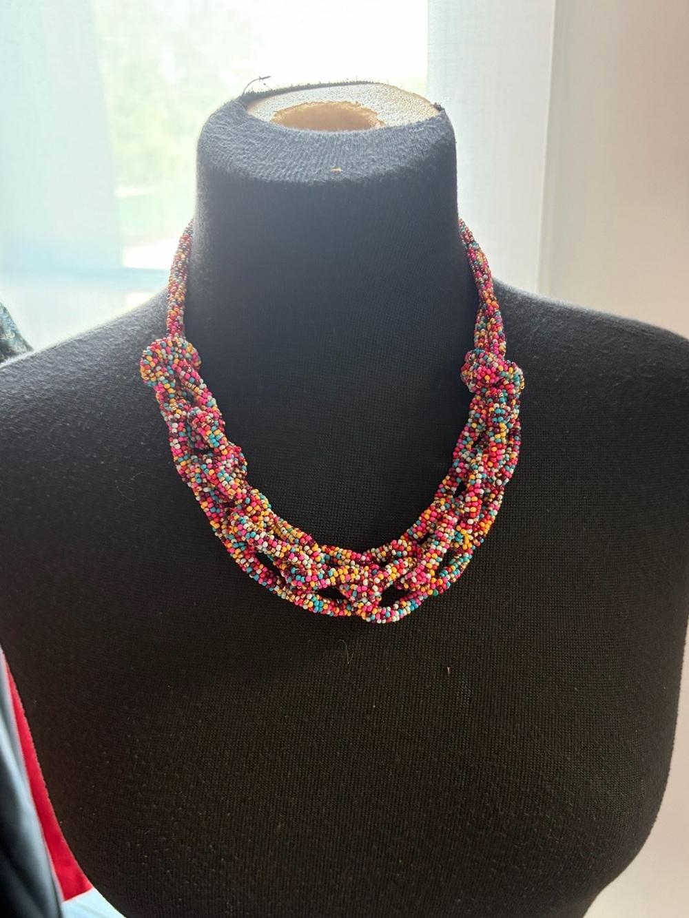 Vintage Multicolor Seed Bead Statement Necklace | Boho Festival Jewelry